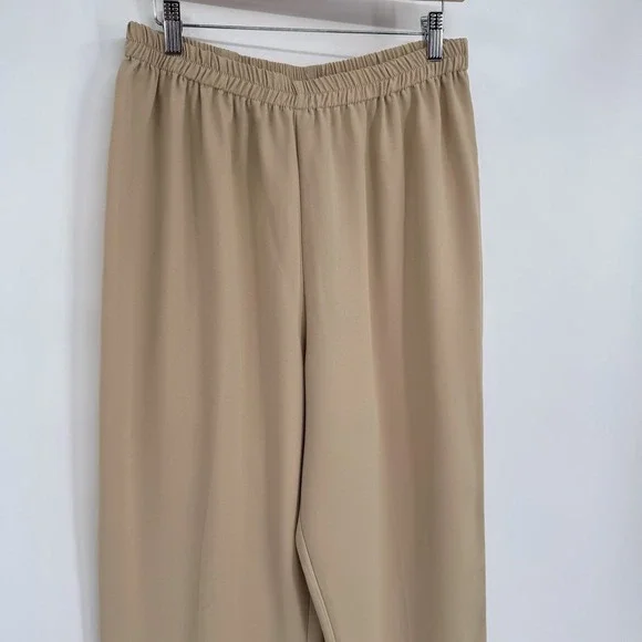 R&M Rcihards Lightweight Tan‎ Leaf Pattern Sheer Cardigan/Beige Pants Set Sz 18 - Picture 11 of 16